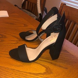 Black open toe heels size 8.5